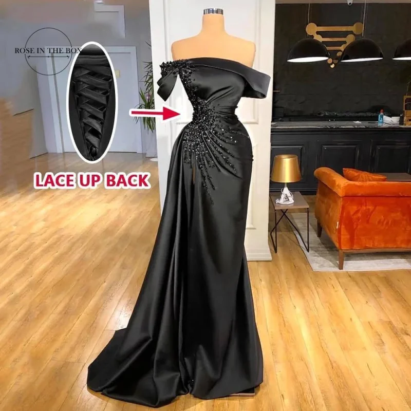 Satin Off-Shoulder Mermaid Prom Dress