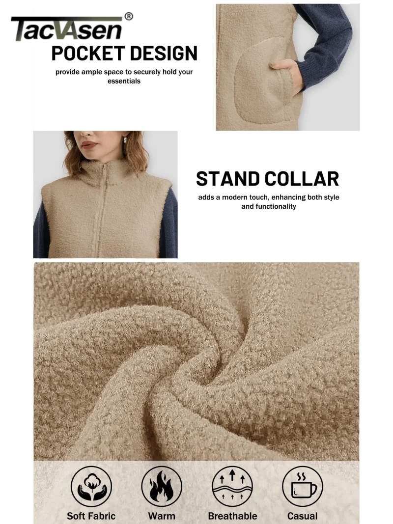 Women's Polar Fleece Stand Collar Vest - Image 4