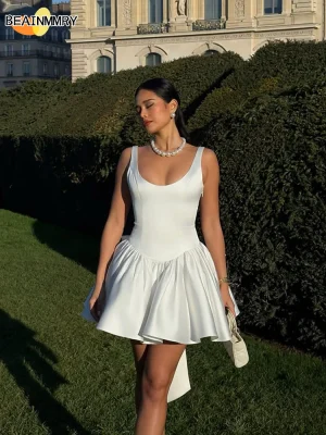 3D Bow Backless Mini Dress