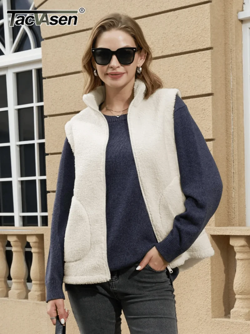 Women's Polar Fleece Stand Collar Vest - Image 2