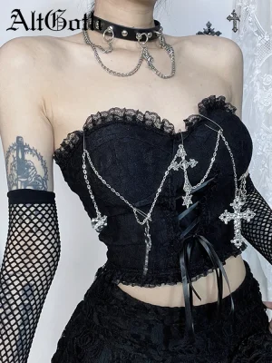 Gothic Lace-Up Corset Vest
