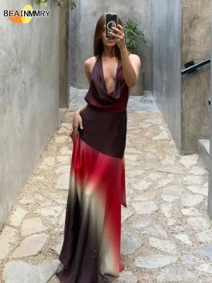 Lace-Up Halter Maxi Dress