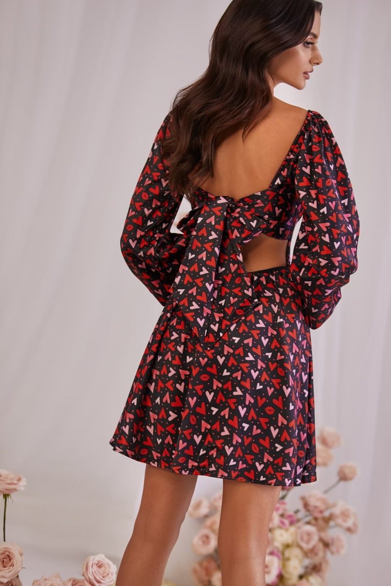 Women’s Elegant Collared Long Sleeve Bow Dress - Image 2
