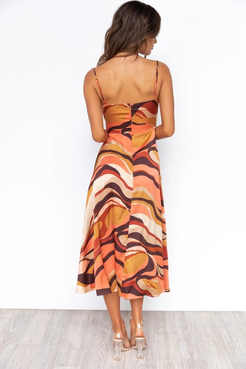Women’s Sexy Sling Slit Abstract Maxi Dress - Image 2