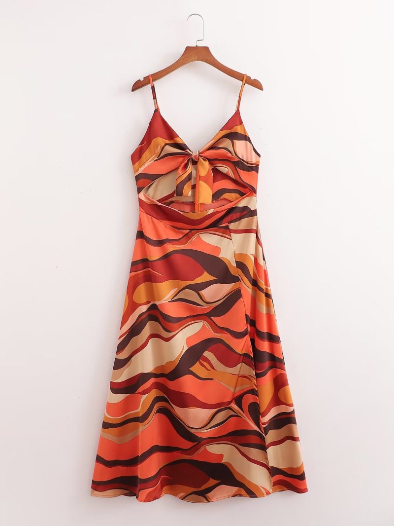 Women’s Sexy Sling Slit Abstract Maxi Dress - Image 4