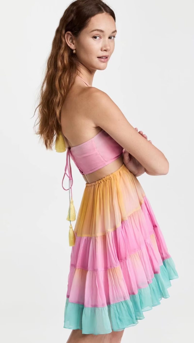 Women’s French Vacation Halter Lace-Up Backless Dress - Image 2