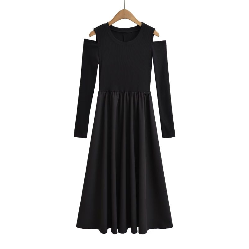 French Patchwork Off Shoulder Knitted Dress - Image 2