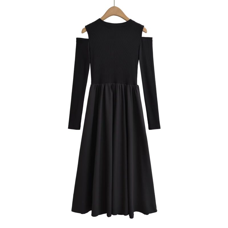 French Patchwork Off Shoulder Knitted Dress - Image 3