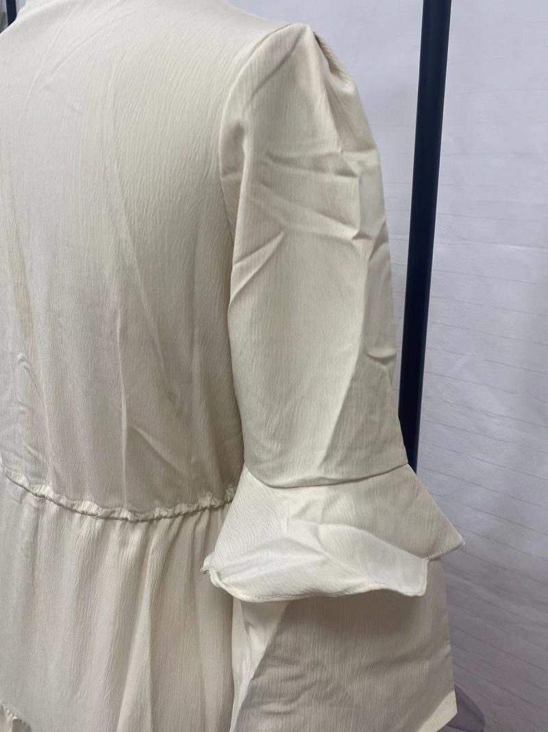 Spring Summer V-Neck Lace-Up Solid Dress - Image 2
