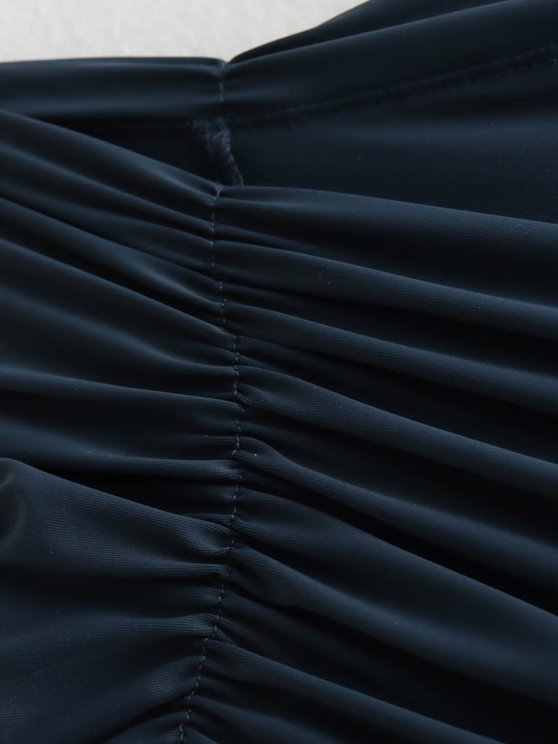 Sexy Off-Shoulder Pleated Long Sleeve Maxi Dress - Image 4
