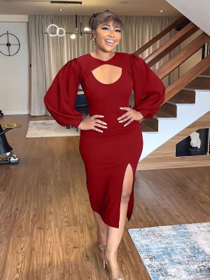 Spring Summer Elegant Split Sheath Dress