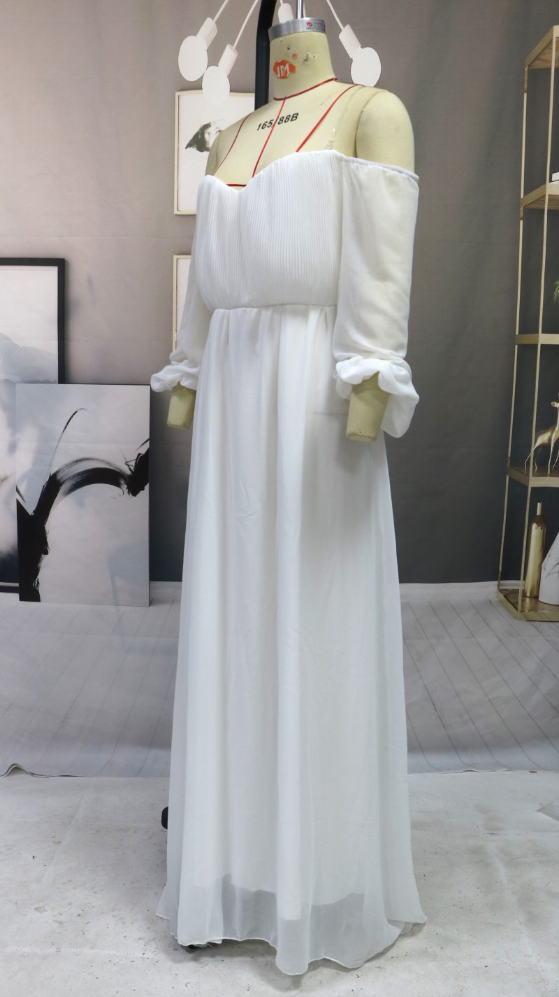 Off-Shoulder Slim Fit Formal Solid Dress - Image 3