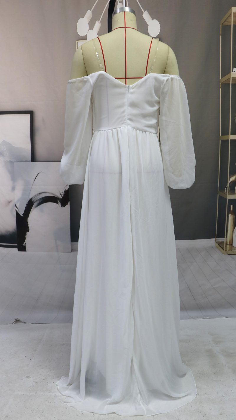 Off-Shoulder Slim Fit Formal Solid Dress - Image 4