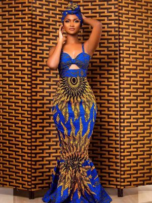Popular African Digital Print Fishtail Dress for Women