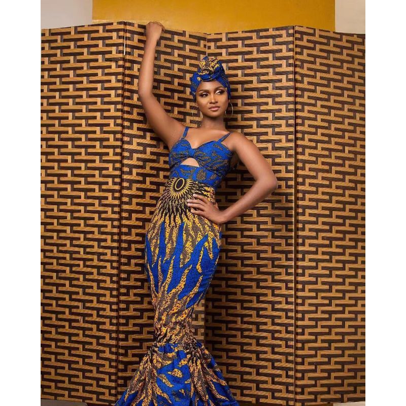 Popular African Digital Print Fishtail Dress for Women - Image 2