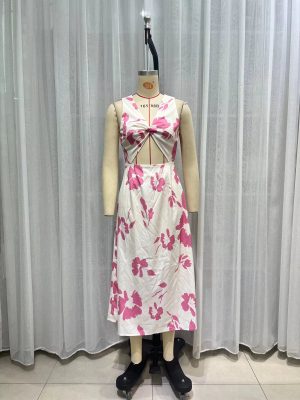 Sexy Camouflage Backless Strap Bodycon Fall Dress
