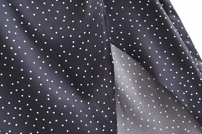 French Polka Dot Corset Slit Dress for Autumn - Image 4