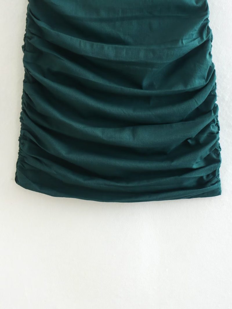 Asymmetric Slim Linen Blend Dress for Fall - Image 3