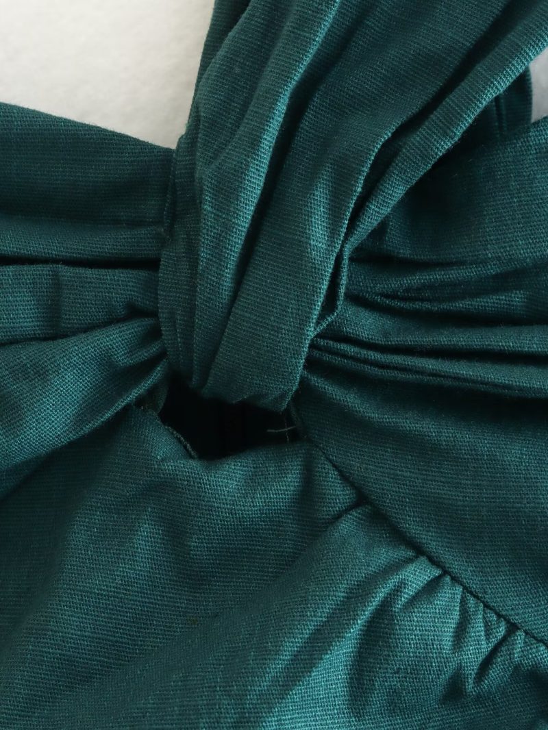 Asymmetric Slim Linen Blend Dress for Fall - Image 4
