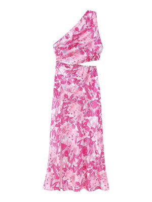 Printed Cropped Sleeveless Spring Pink Women Dress