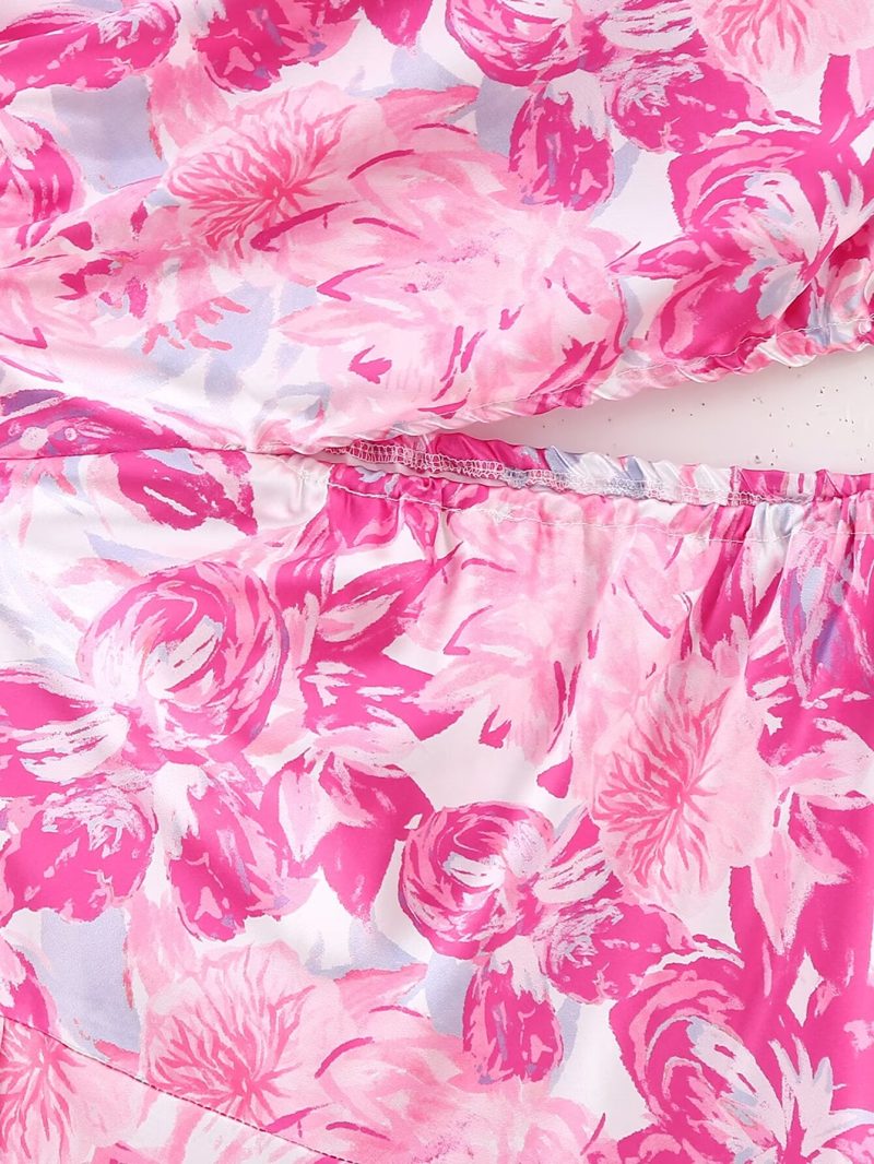 Printed Cropped Sleeveless Spring Pink Women Dress - Image 3