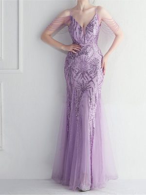 Beaded Long Camisole Bridal Evening Dress
