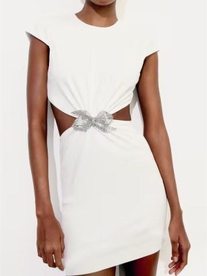 Women’s Bowknot Backless Sexy Party Dress Jewel