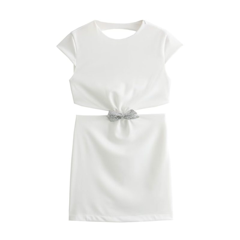 Women’s Bowknot Backless Sexy Party Dress Jewel - Image 3