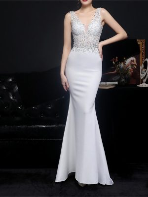 European Lace Diamond Fishtail Evening Toast Dress