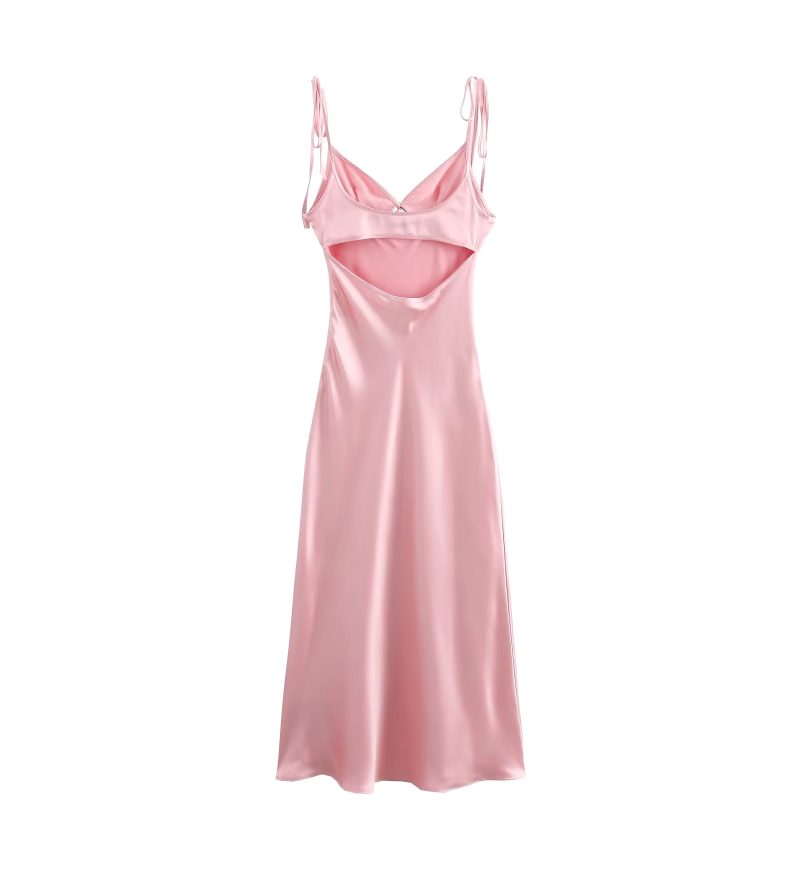 Hollow Out Cutout Silk Satin Sling Dress - Image 2