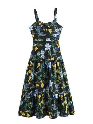 Floral Print Loose Midi Sling Summer Dress