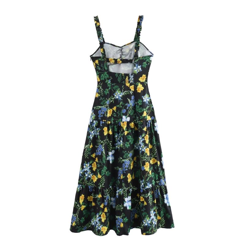 Floral Print Loose Midi Sling Summer Dress - Image 2