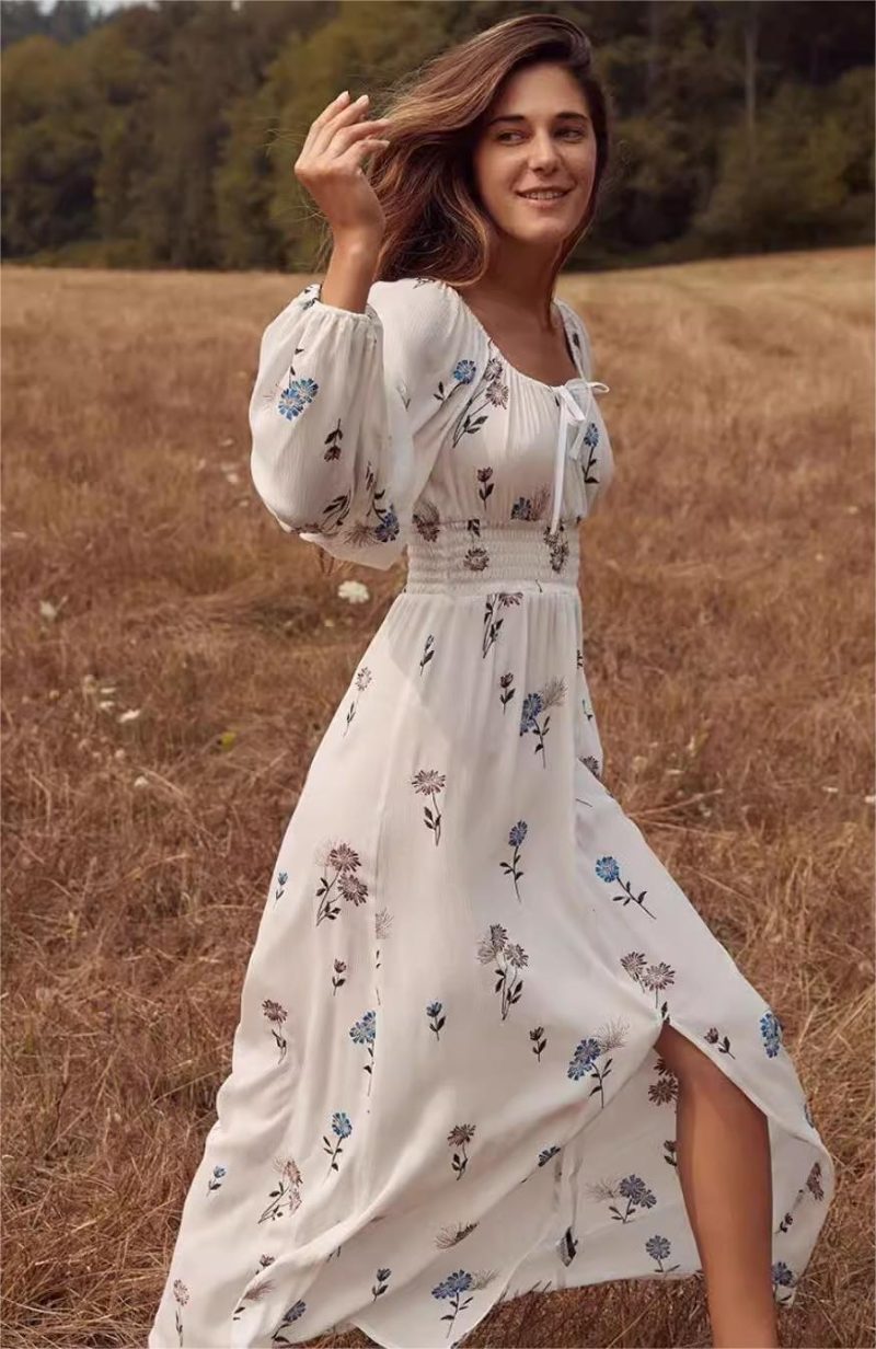 Vintage Embroidered Floral Split Hem Dress - Image 2