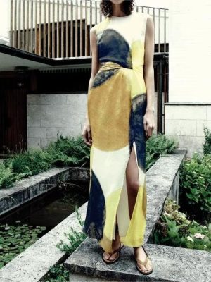 Casual Printed Sleeveless Early Autumn Dress