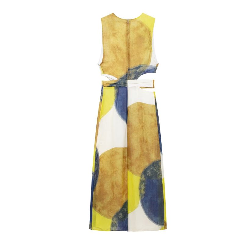 Casual Printed Sleeveless Early Autumn Dress - Image 4
