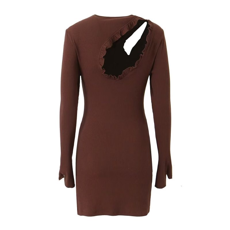 Sexy Backless Hollow Out Knitted Autumn Dress - Image 3