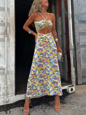 Women’s Sling Maxi Dress – Internet Celebrity Print