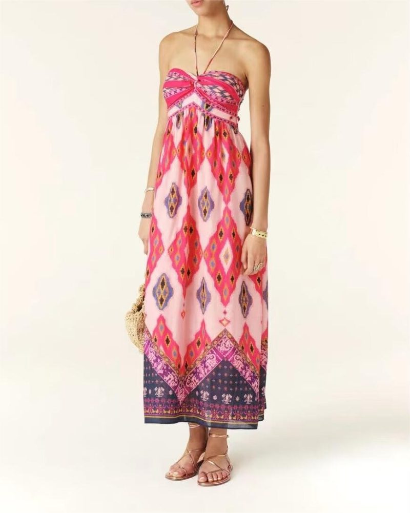 Sexy Sleeveless Print Sundress for Beach Women