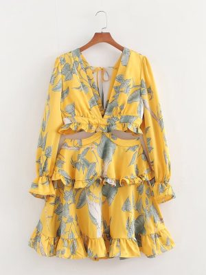 Women’s Satin Brazilian Waist Hollow Cutout Dress