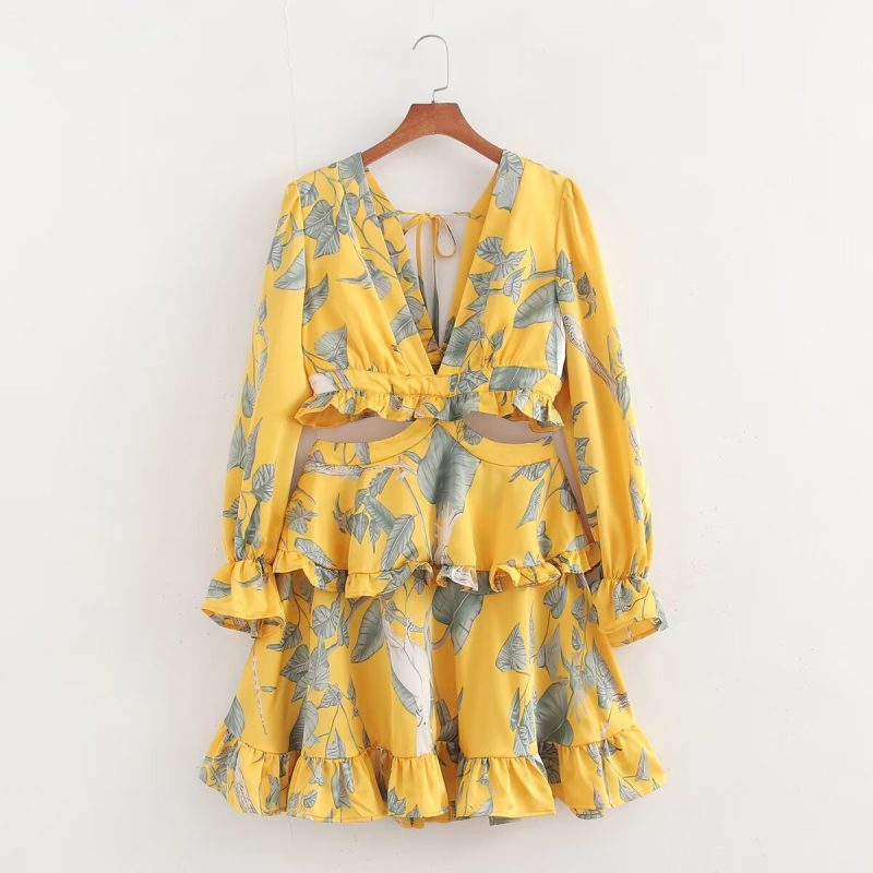 Women’s Satin Brazilian Waist Hollow Cutout Dress
