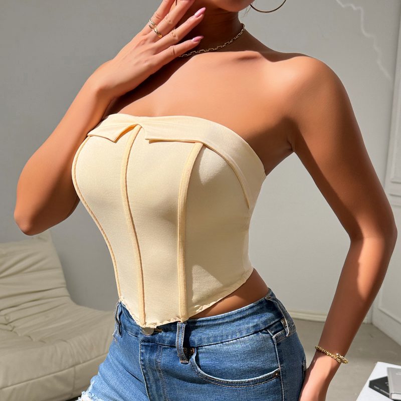Solid Color Sexy Wrapped Chest Bra Top - Image 2