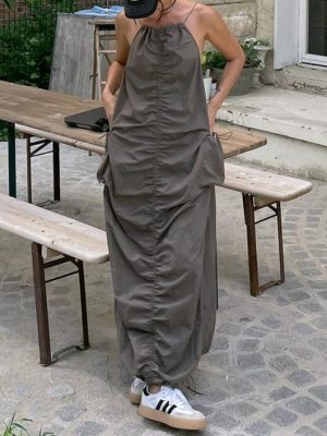 Summer Casual Sleeveless Spaghetti Strap Pleated Dress