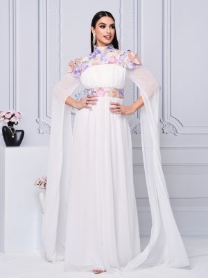 Elegant Embroidered Turtleneck Evening Gown for Women