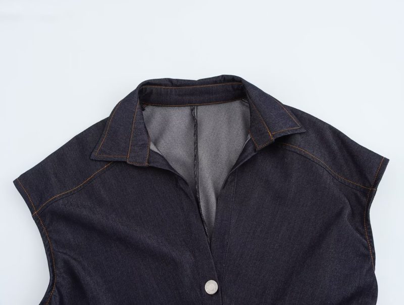 Summer Women’s Casual Denim Shirt Dress - Image 3