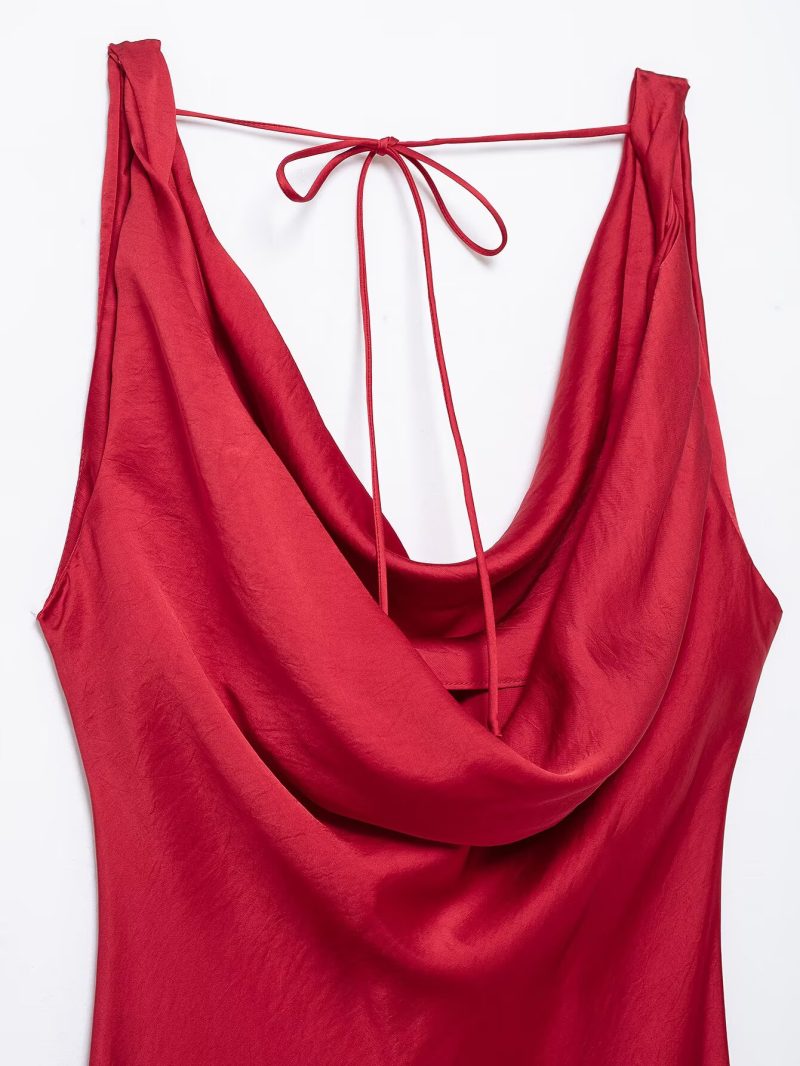Elegant Silk Satin Sexy Spring Summer Dress - Image 3