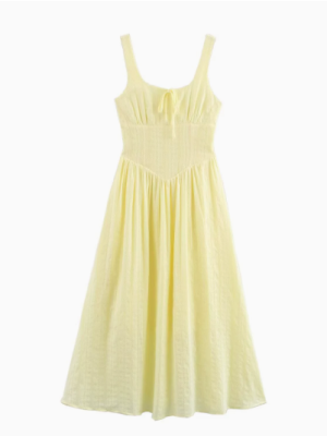 Chest-Tied Spaghetti Strap Texture Dress