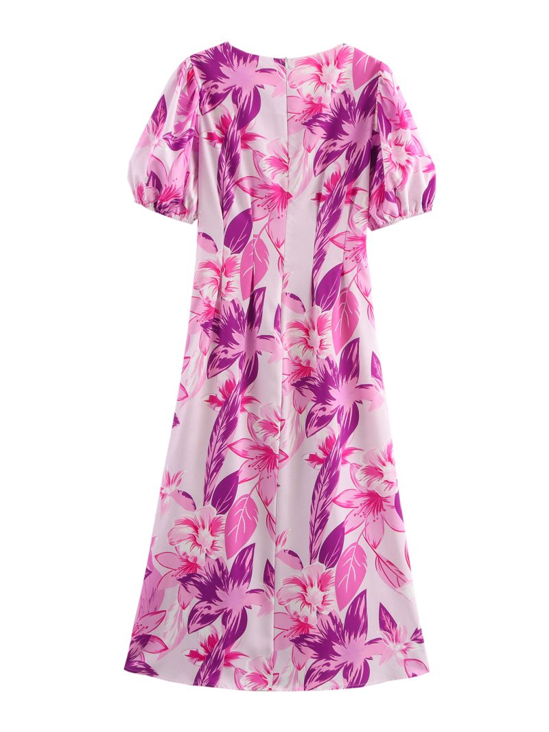 Minimalist Spring Dress with Elastic Short Sleeves - Image 2