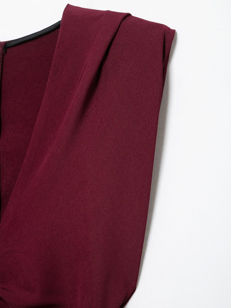 Pleated V-Neck Cinched Sleeveless Midi Dress - Image 3