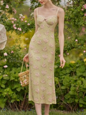 Pastoral Printed Bow Sheath Cami Dress