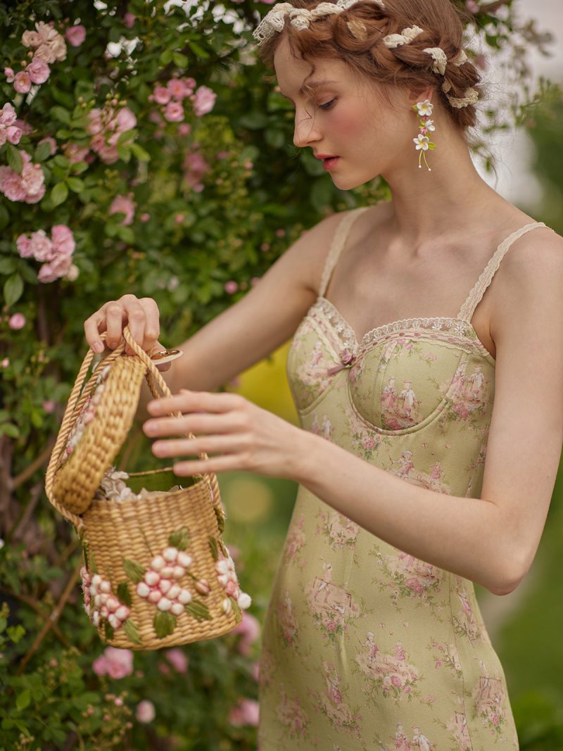 Pastoral Printed Bow Sheath Cami Dress - Image 2